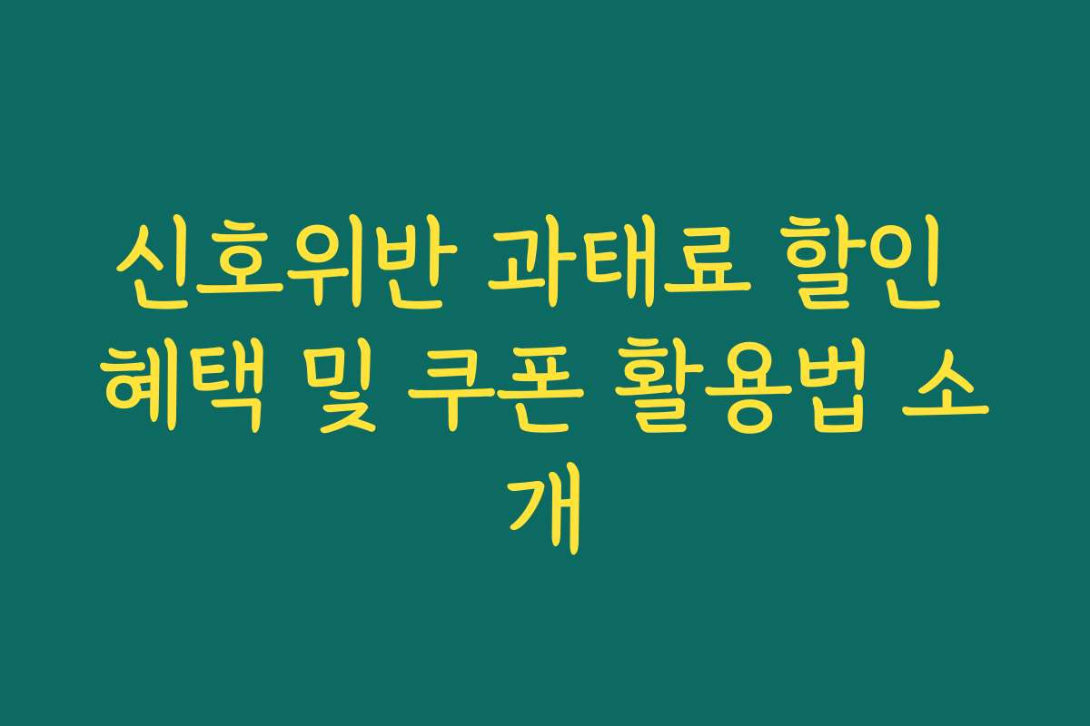 신호위반 과태료 할인 혜택 및 쿠폰 활용법 소개