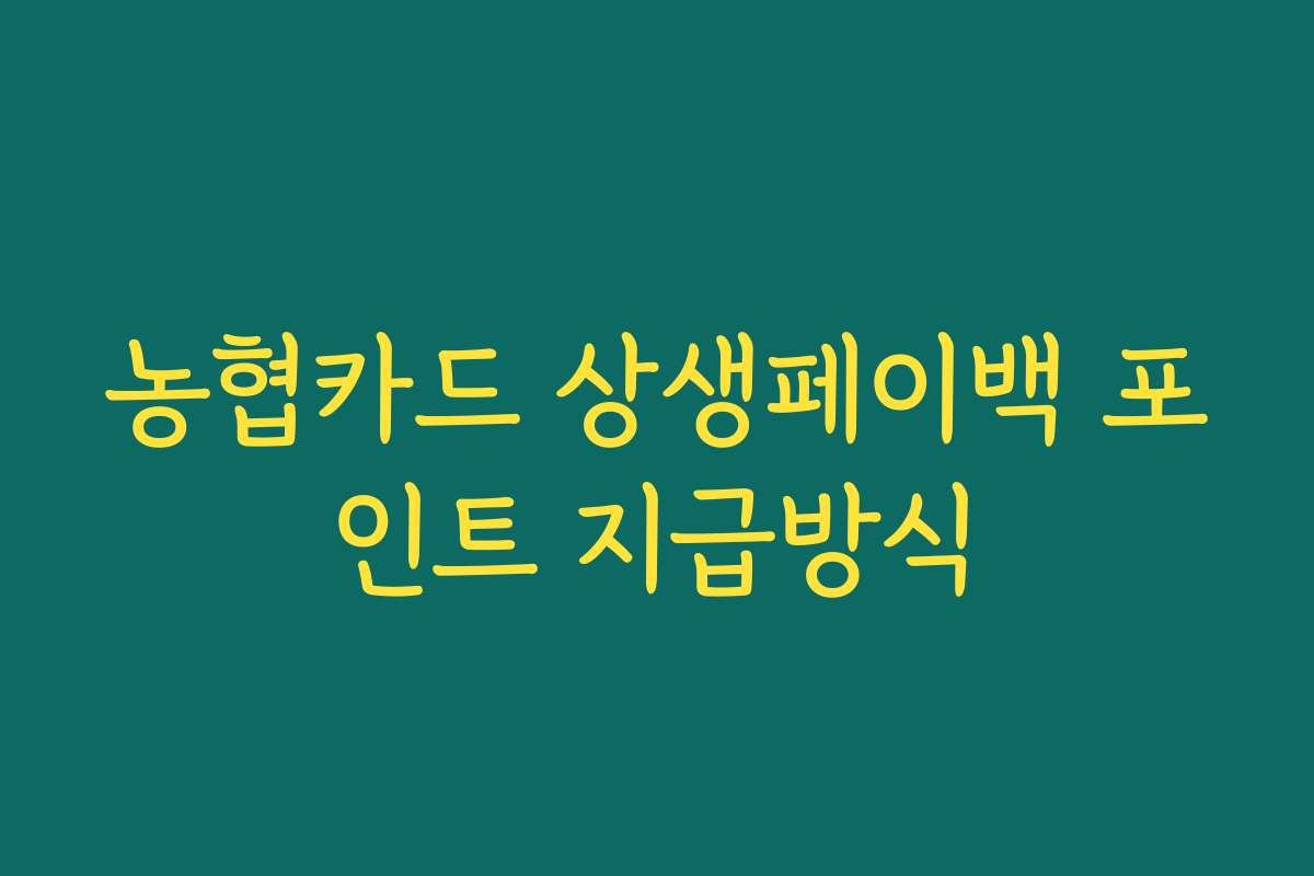 농협카드 상생페이백 포인트 지급방식 농협카드 상생페이백 포인트 지급방식