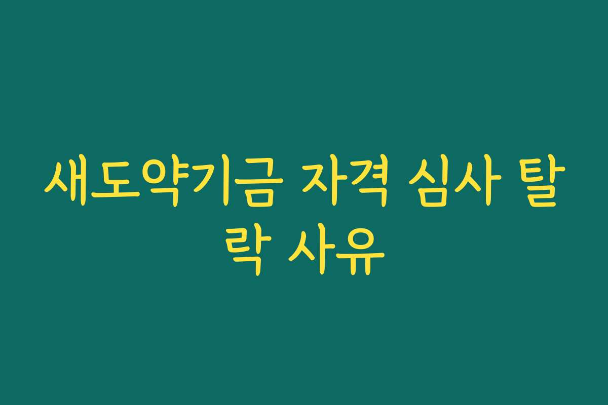 새도약기금 자격 심사 탈락 사유