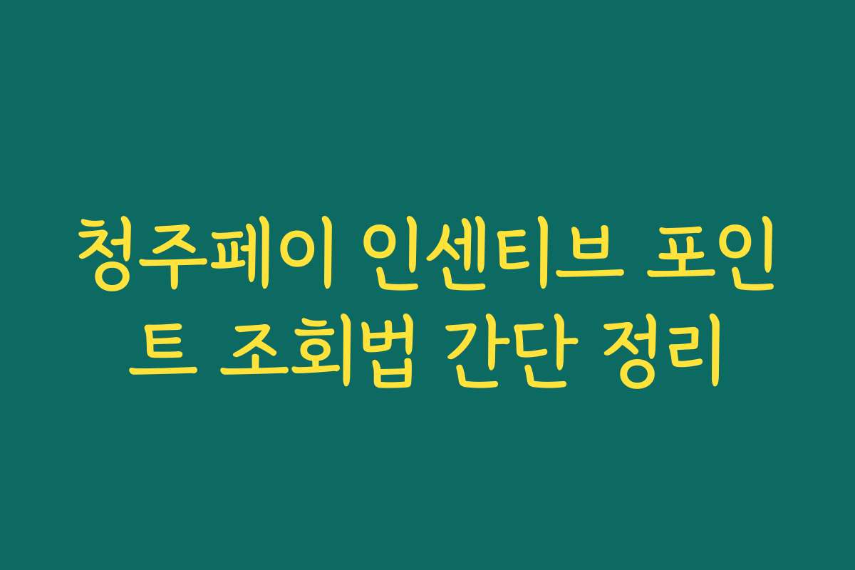 청주페이 인센티브 포인트 조회법 간단 정리 청주페이 인센티브 포인트 조회법 간단 정리