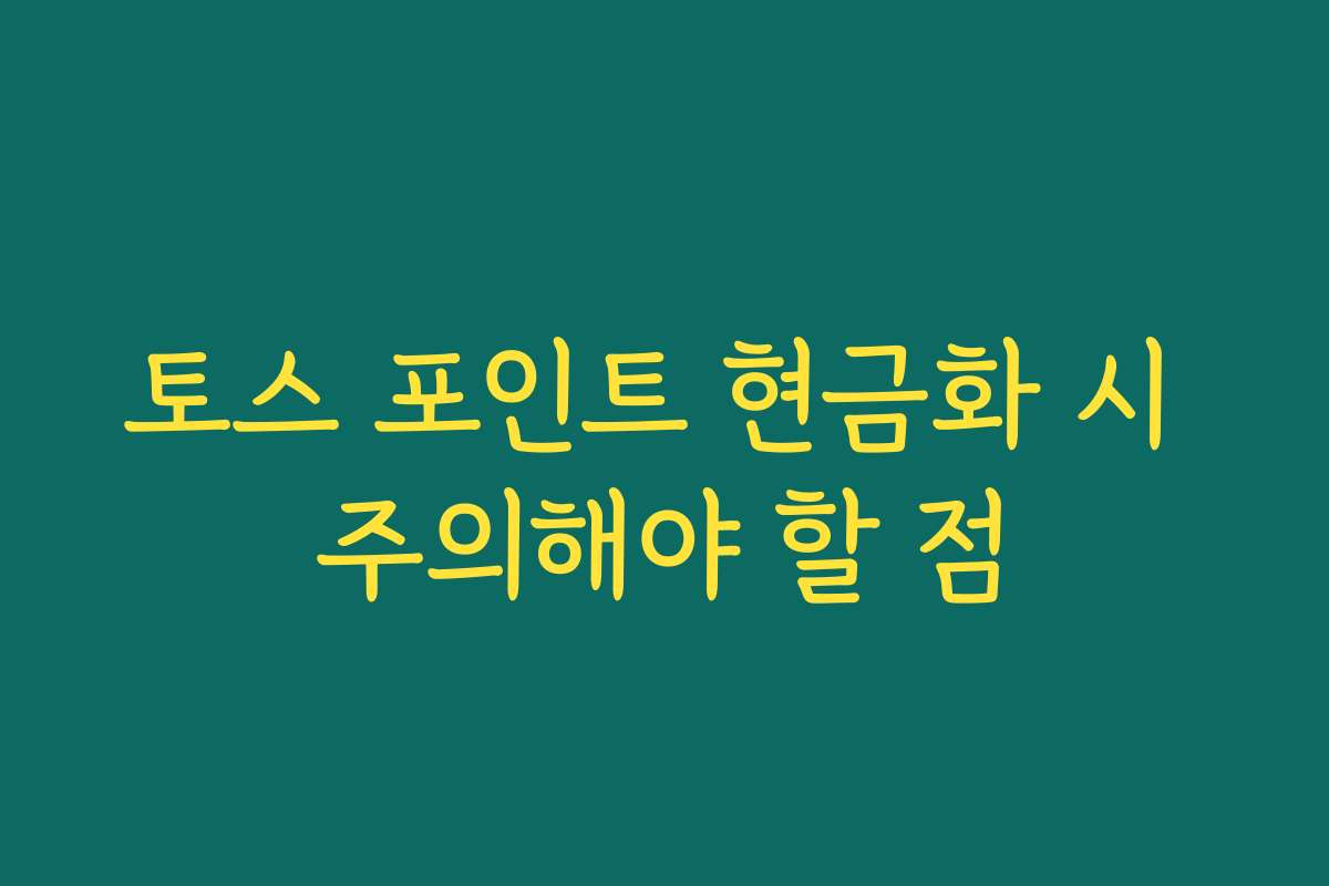 토스 포인트 현금화 시 주의해야 할 점