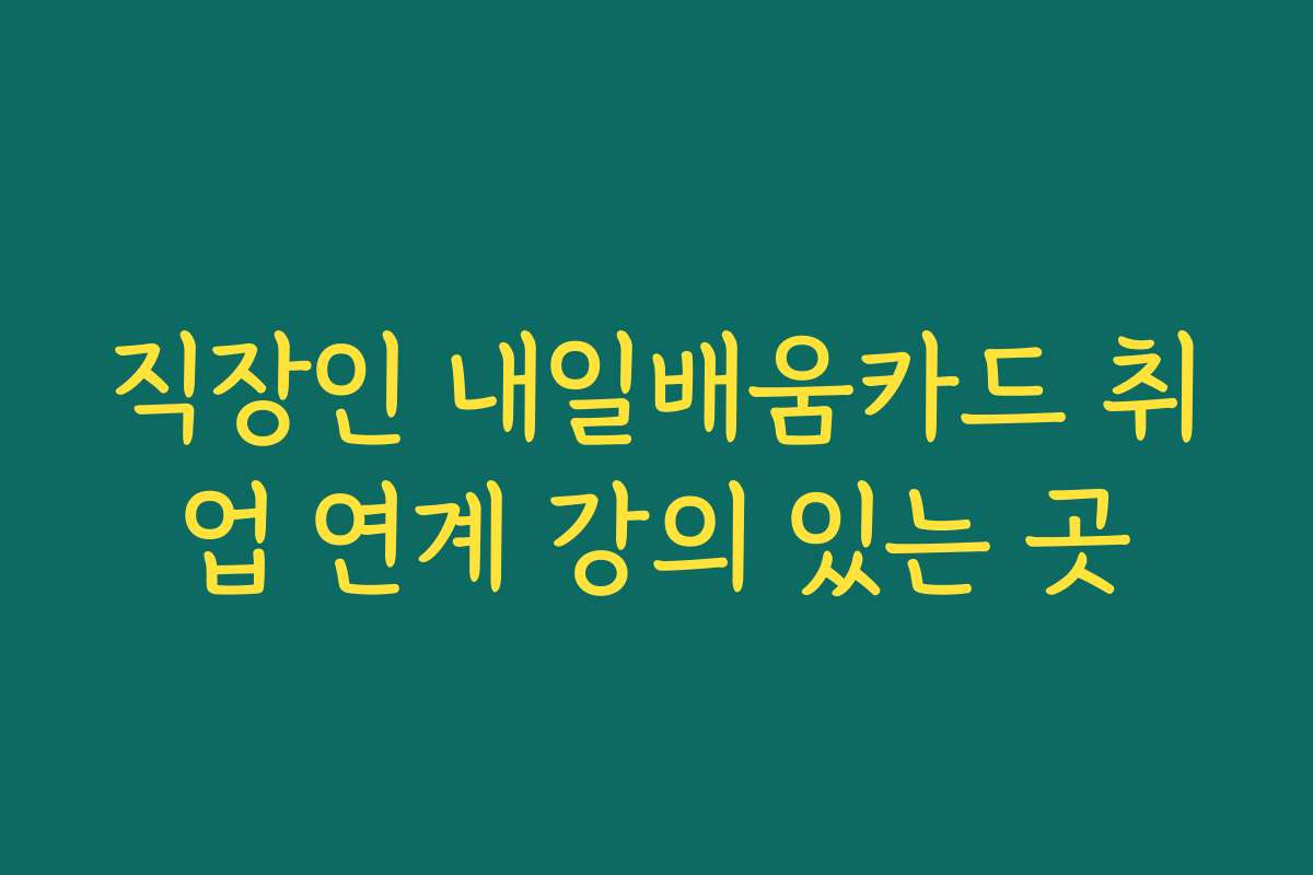 직장인 내일배움카드 취업 연계 강의 있는 곳 직장인 내일배움카드 취업 연계 강의 있는 곳
