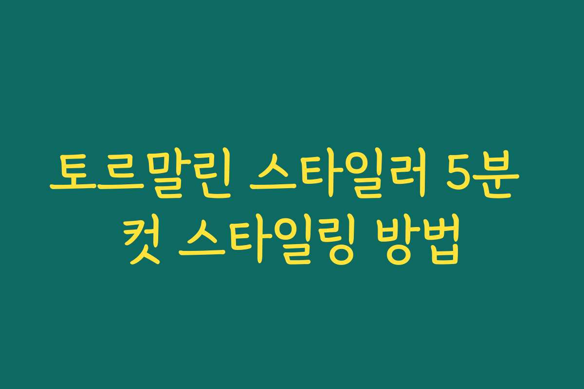 토르말린 스타일러 5분 컷 스타일링 방법 토르말린 스타일러 5분 컷 스타일링 방법
