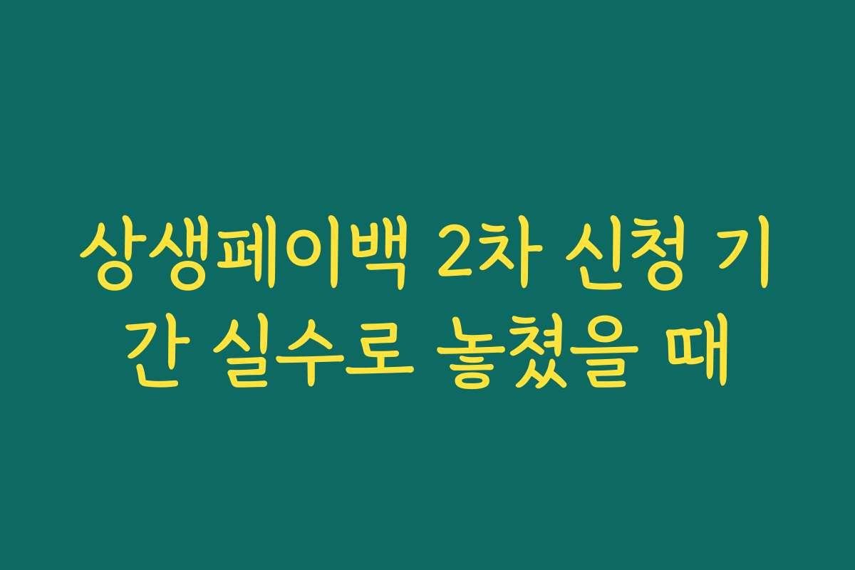 상생페이백 2차 신청 기간 실수로 놓쳤을 때 상생페이백 2차 신청 기간 실수로 놓쳤을 때