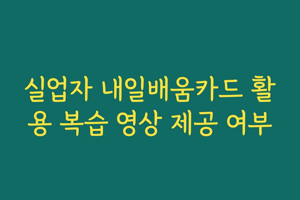 실업자 내일배움카드 활용 복습 영상 제공 여부 실업자 내일배움카드 활용 복습 영상 제공 여부