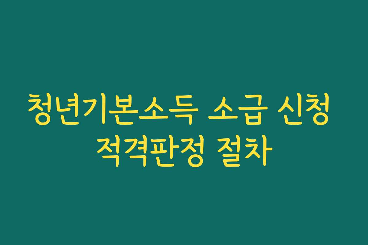 청년기본소득 소급 신청 적격판정 절차