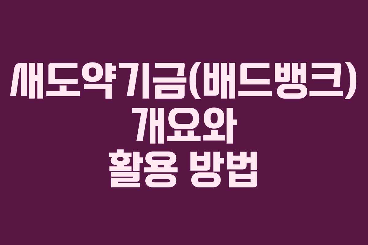새도약기금(배드뱅크) 개요와 활용 방법