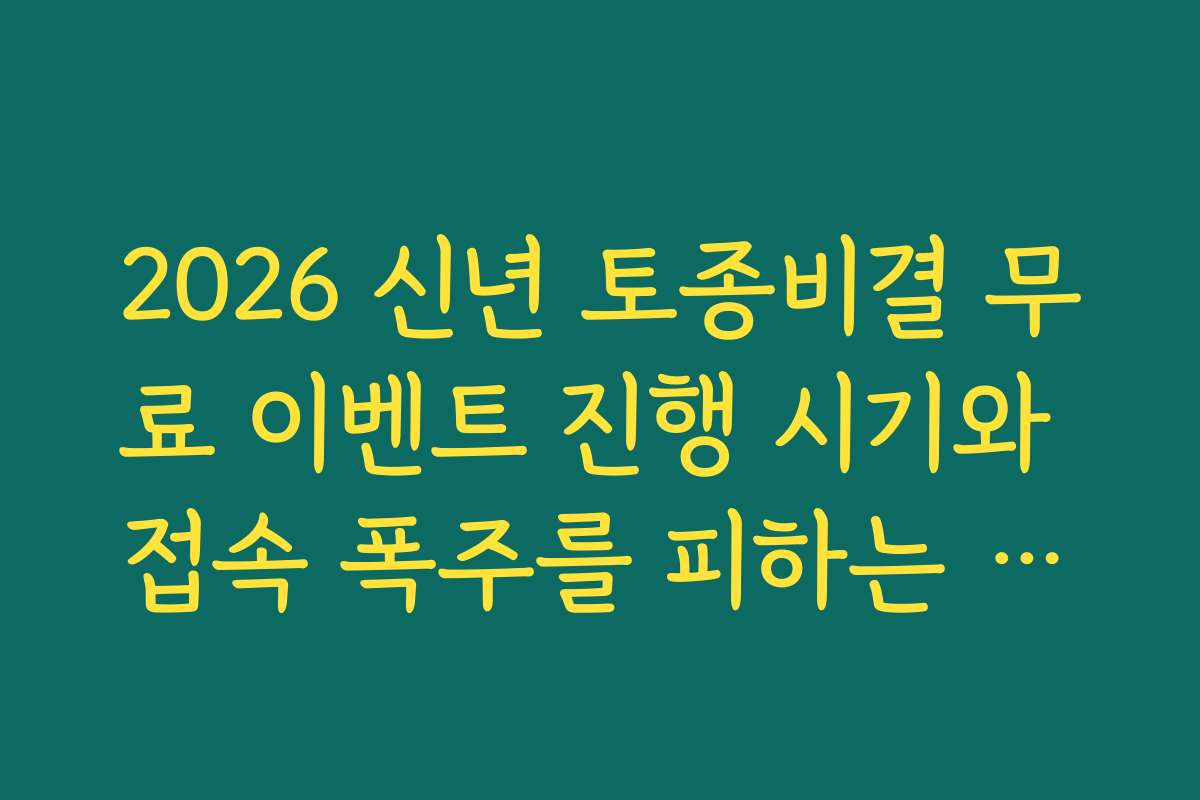2026 신년 토종비결 무료 이벤트 진행 시기와 접속 폭주를 피하는 요령