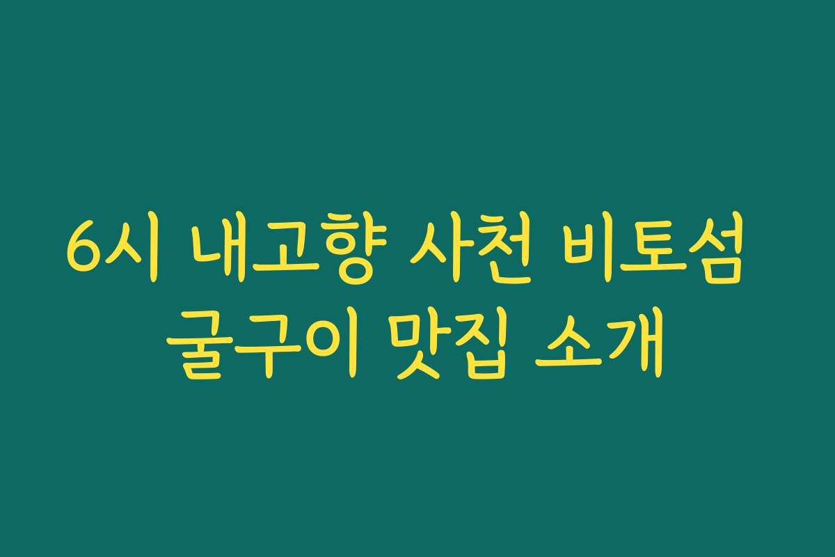 6시 내고향 사천 비토섬 굴구이 맛집 소개