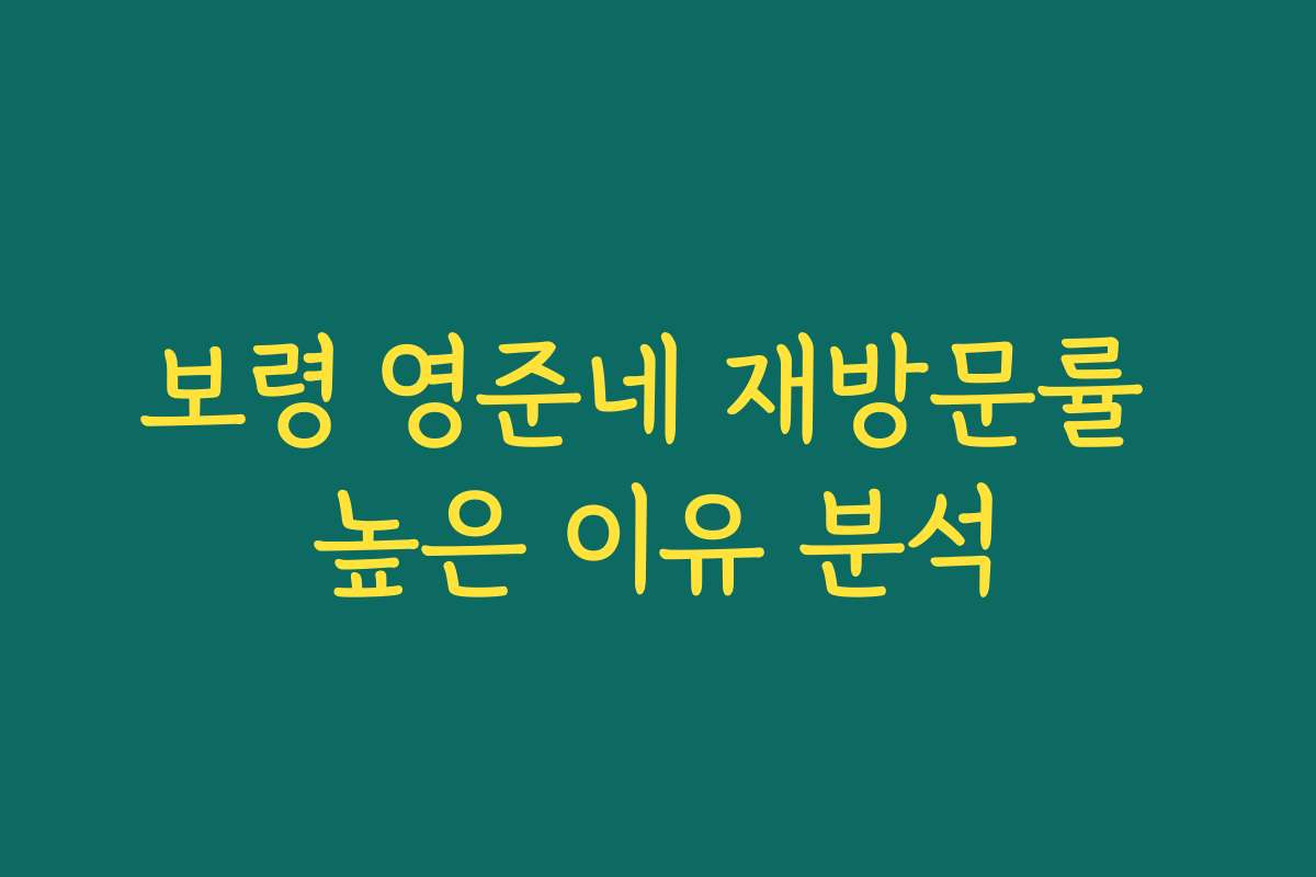 보령 영준네 재방문률 높은 이유 분석