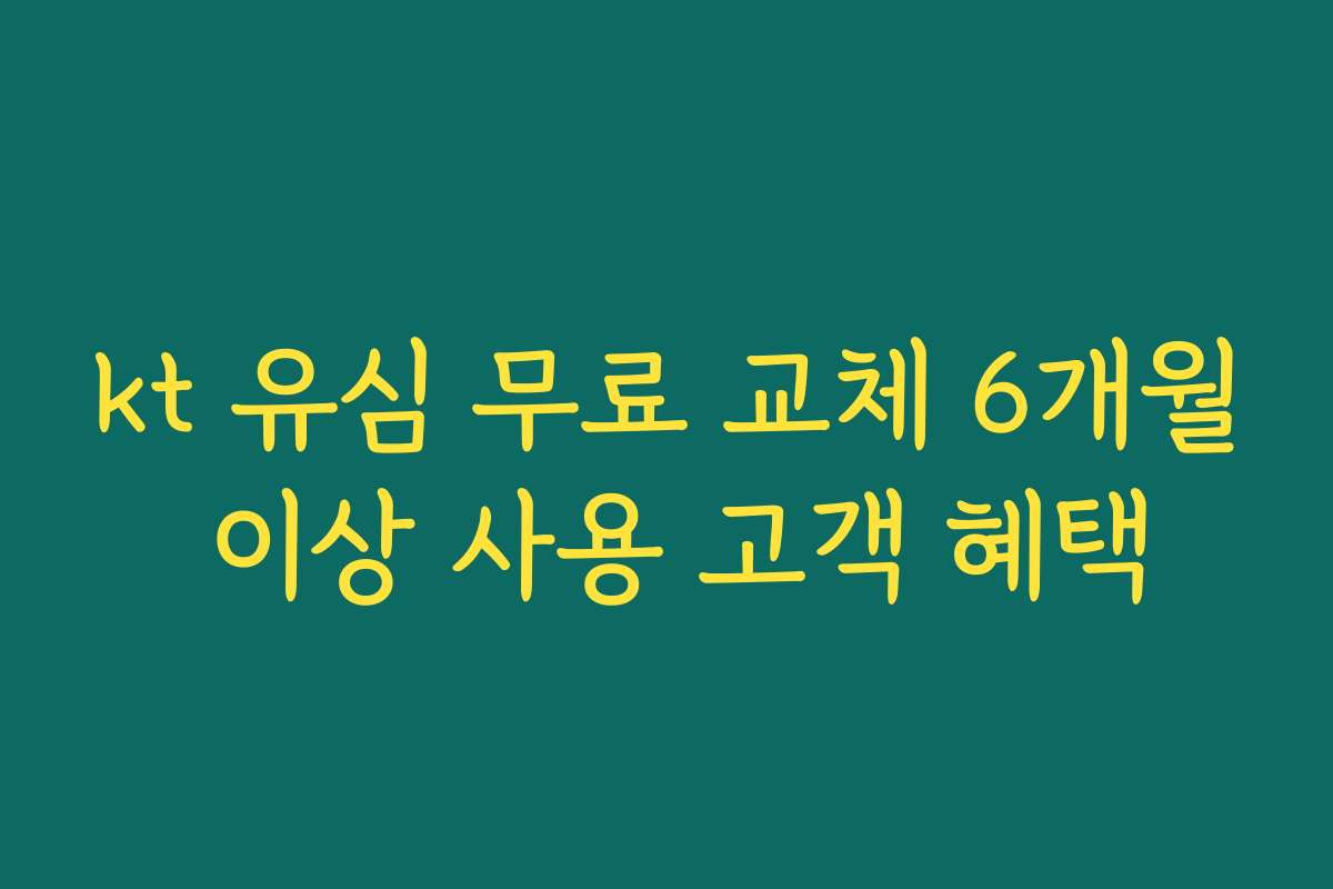 kt 유심 무료 교체 6개월 이상 사용 고객 혜택