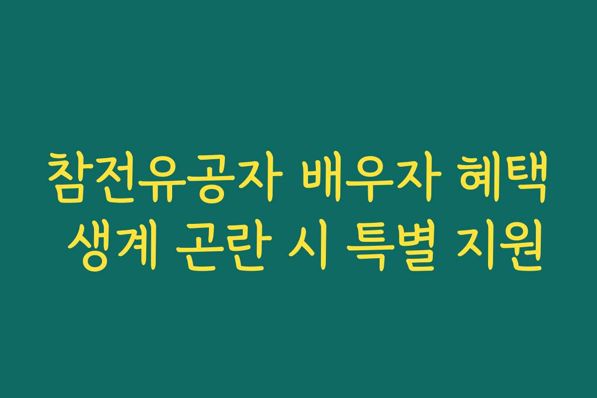 참전유공자 배우자 혜택 생계 곤란 시 특별 지원