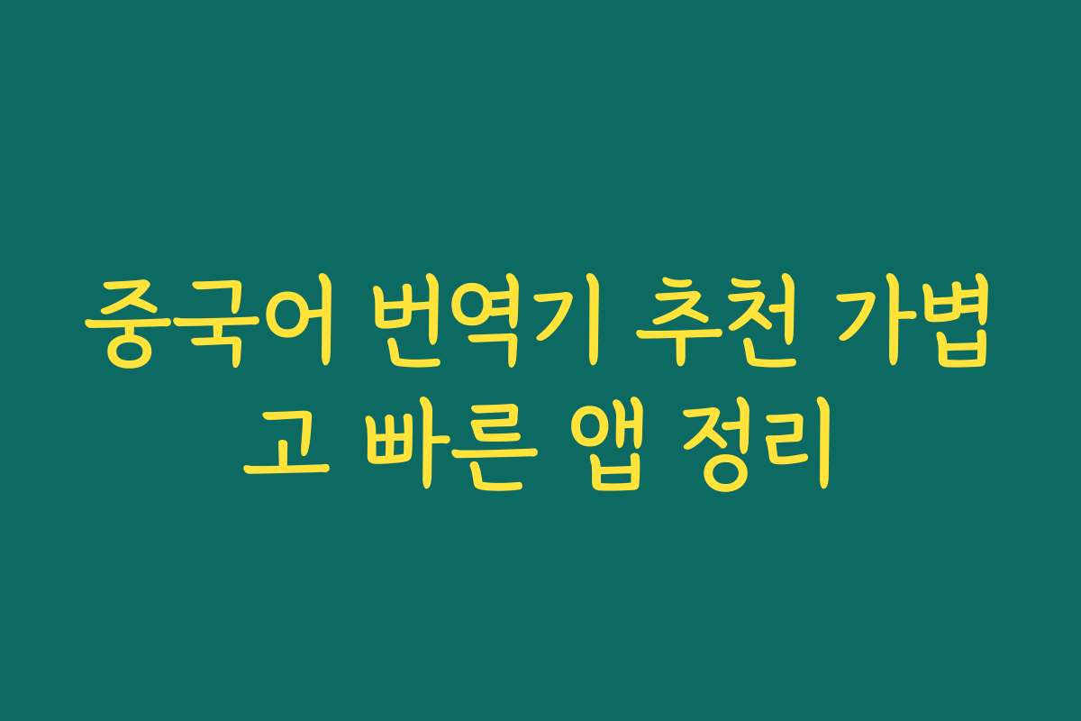 중국어 번역기 추천 가볍고 빠른 앱 정리