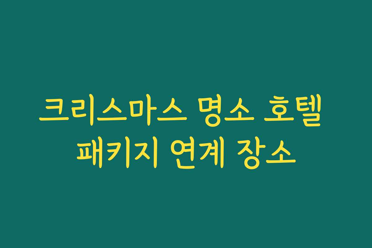 크리스마스 명소 호텔 패키지 연계 장소