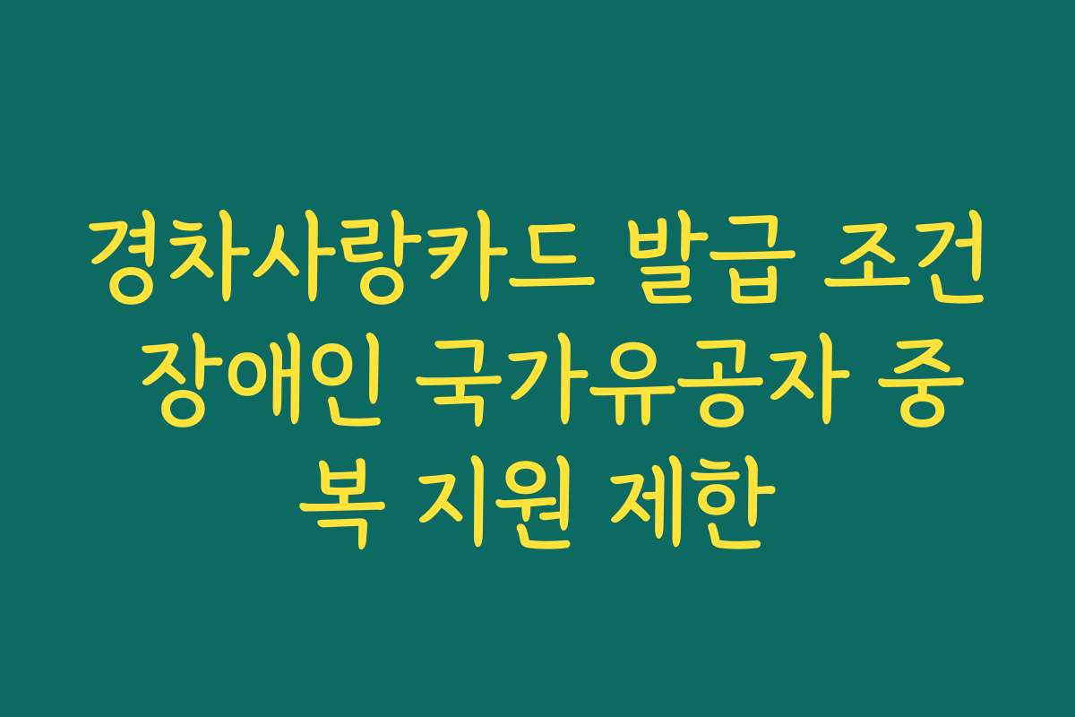 경차사랑카드 발급 조건 장애인 국가유공자 중복 지원 제한