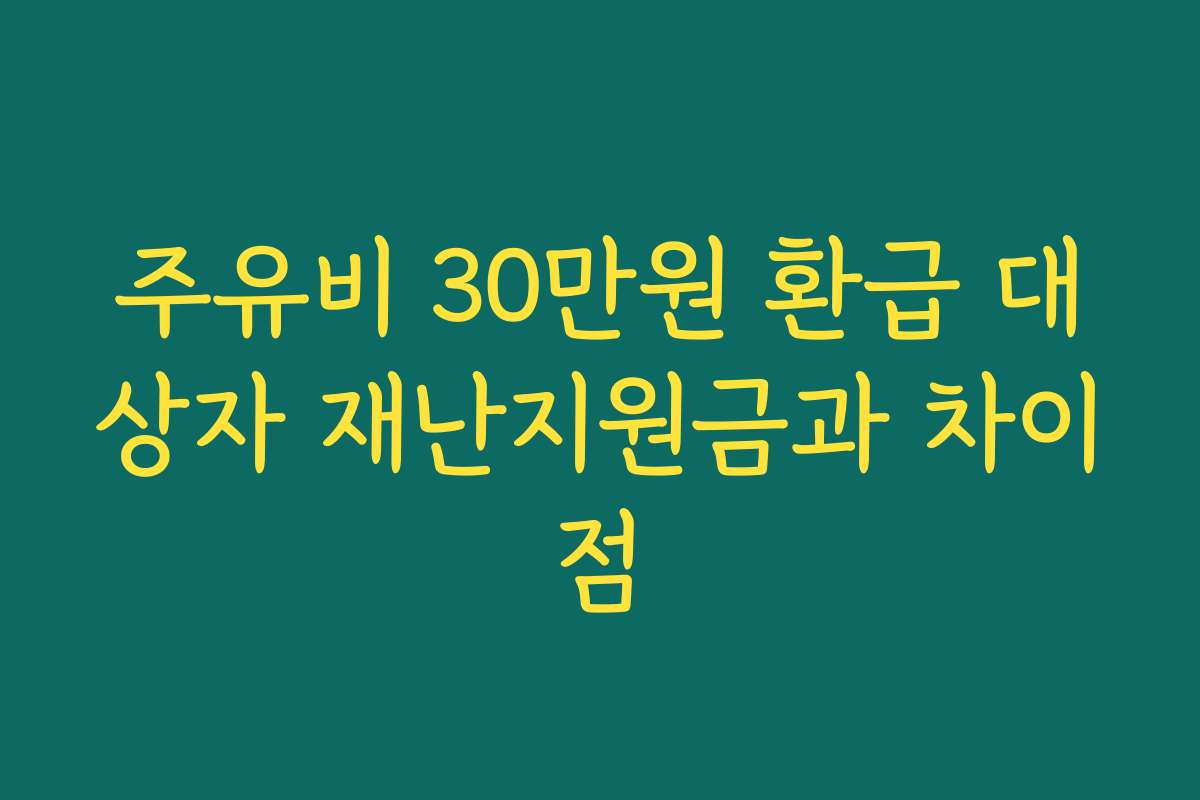 주유비 30만원 환급 대상자 재난지원금과 차이점