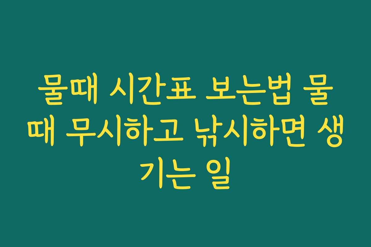 물때 시간표 보는법 물때 무시하고 낚시하면 생기는 일