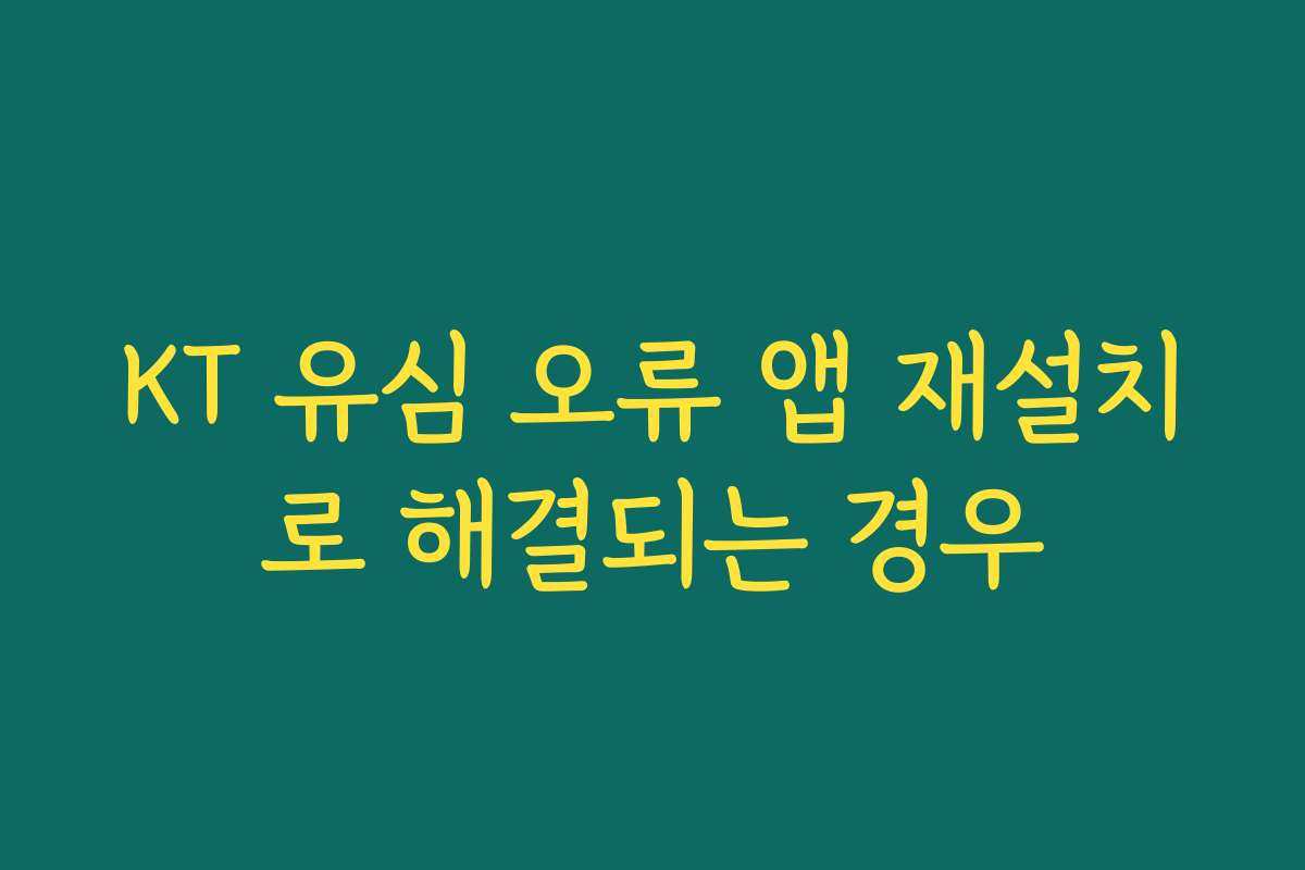 KT 유심 오류 앱 재설치로 해결되는 경우