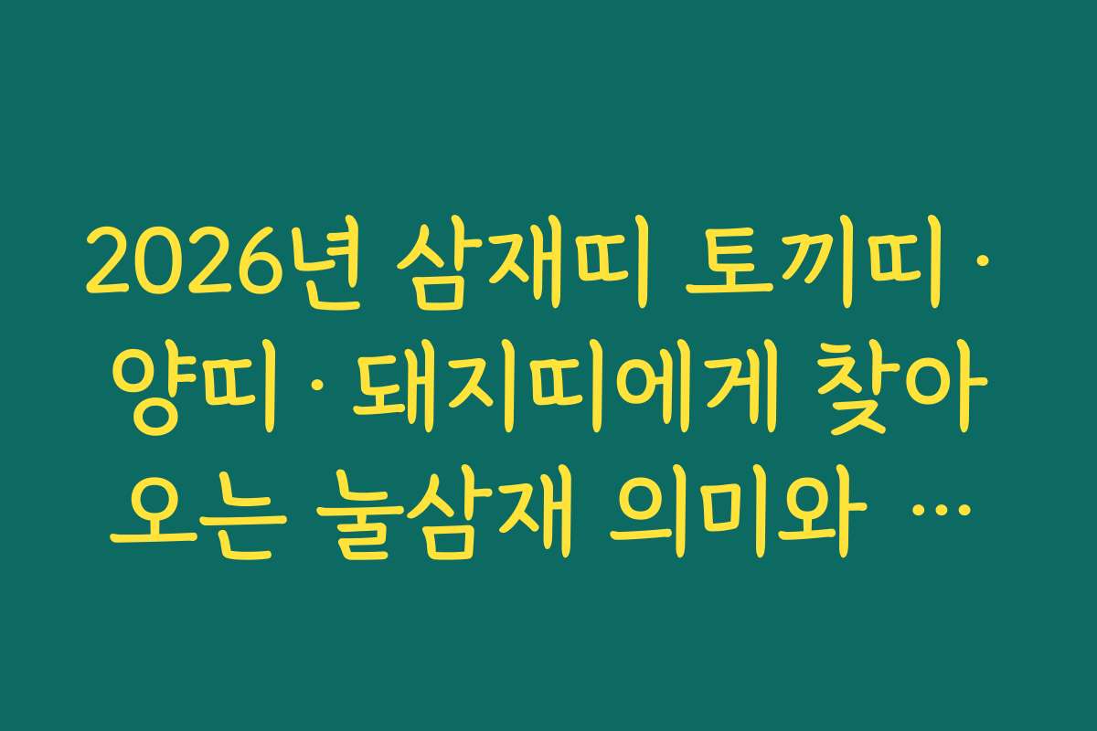 2026년 삼재띠 토끼띠·양띠·돼지띠에게 찾아오는 눌삼재 의미와 영향 해석하기