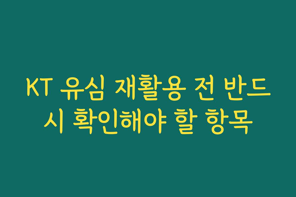KT 유심 재활용 전 반드시 확인해야 할 항목