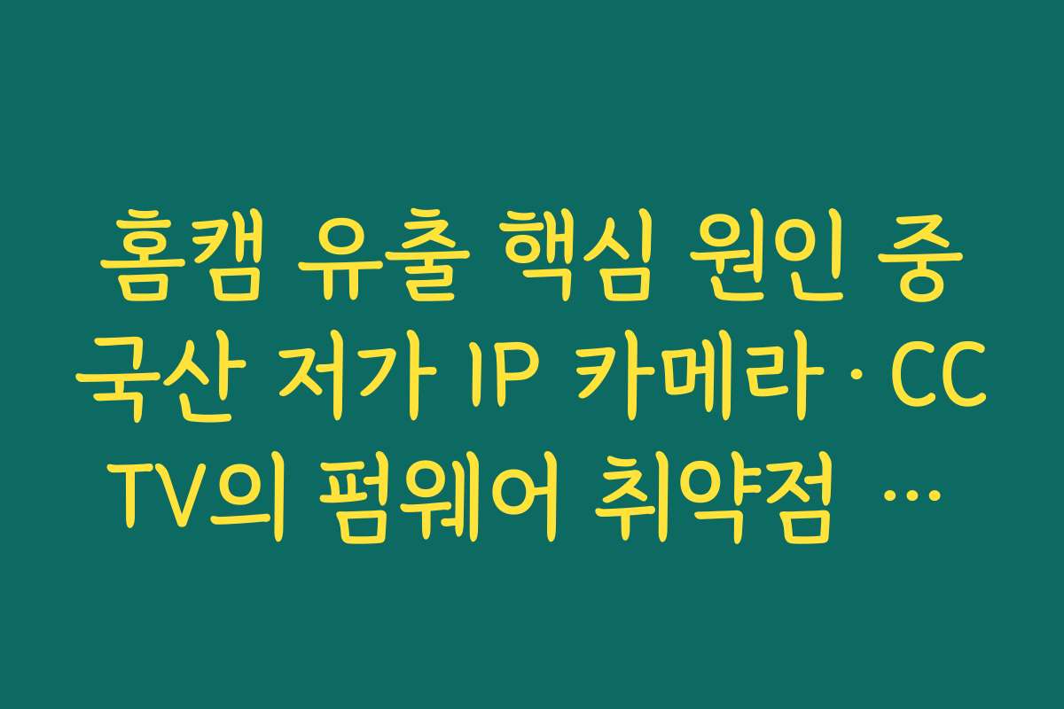 홈캠 유출 핵심 원인 중국산 저가 IP 카메라·CCTV의 펌웨어 취약점 공격 사례