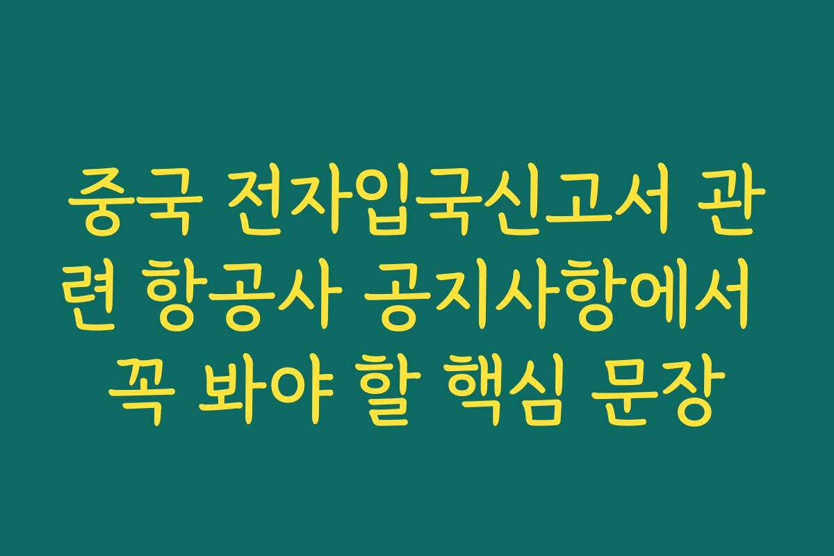 중국 전자입국신고서 관련 항공사 공지사항에서 꼭 봐야 할 핵심 문장