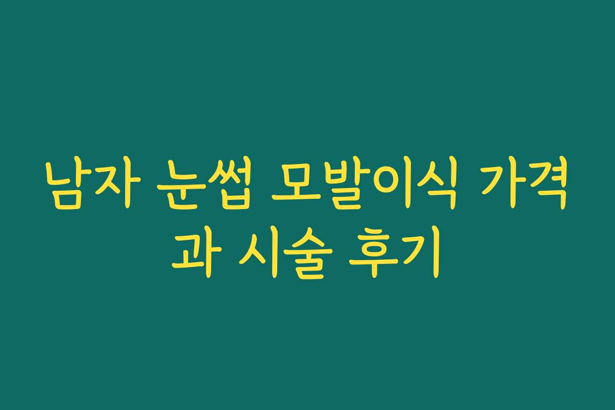 남자 눈썹 모발이식 가격과 시술 후기