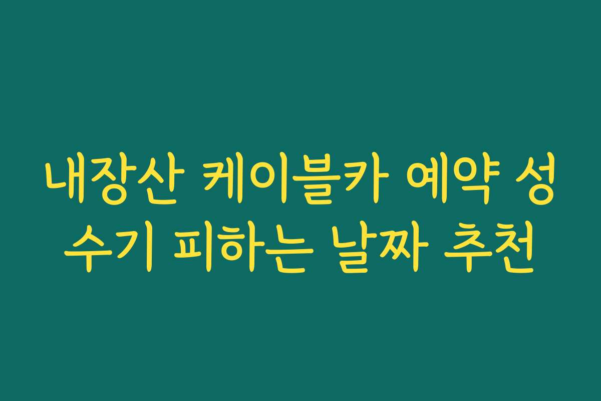 내장산 케이블카 예약 성수기 피하는 날짜 추천