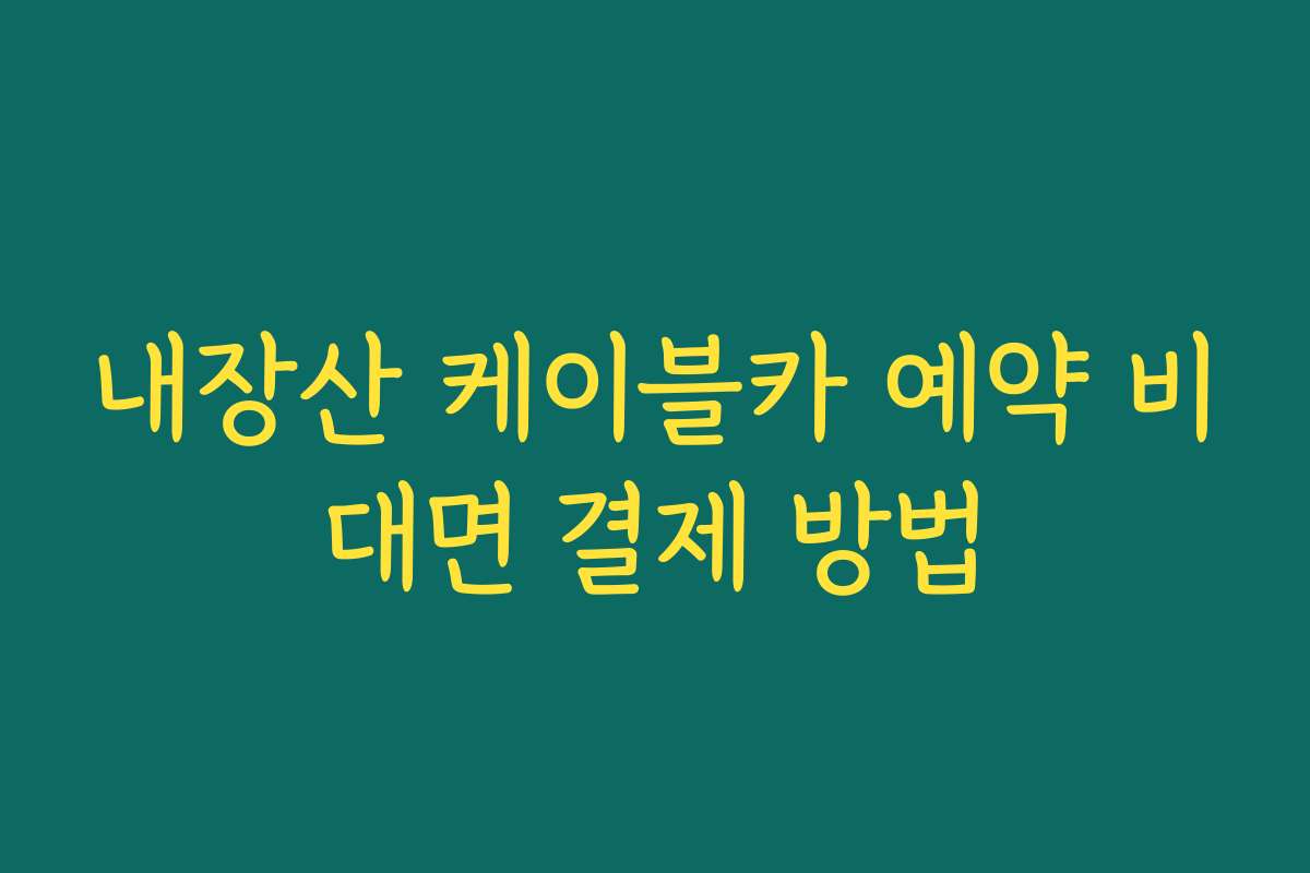 내장산 케이블카 예약 비대면 결제 방법