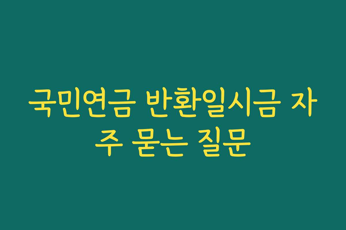 국민연금 반환일시금 자주 묻는 질문