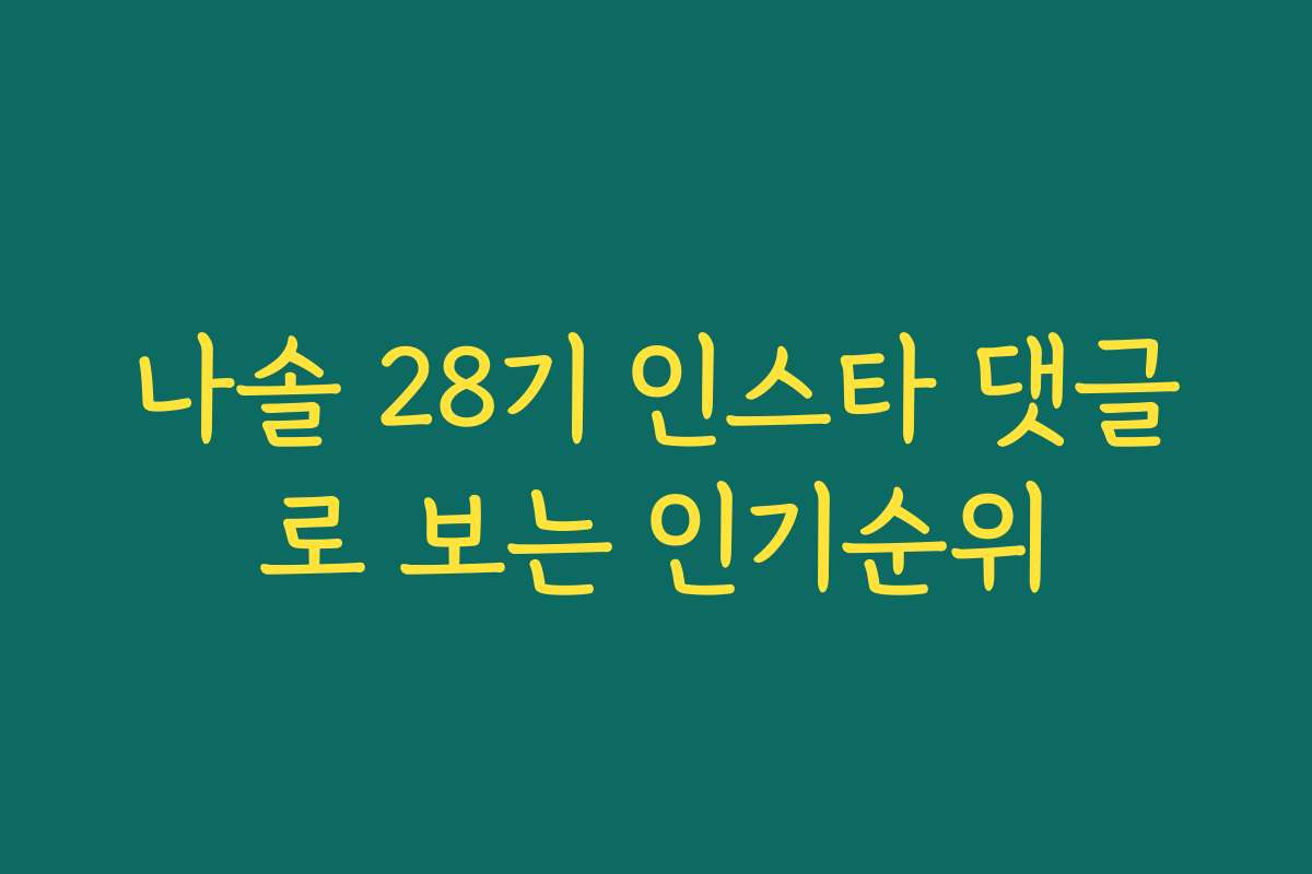 나솔 28기 인스타 댓글로 보는 인기순위 나솔 28기 인스타 댓글로 보는 인기순위