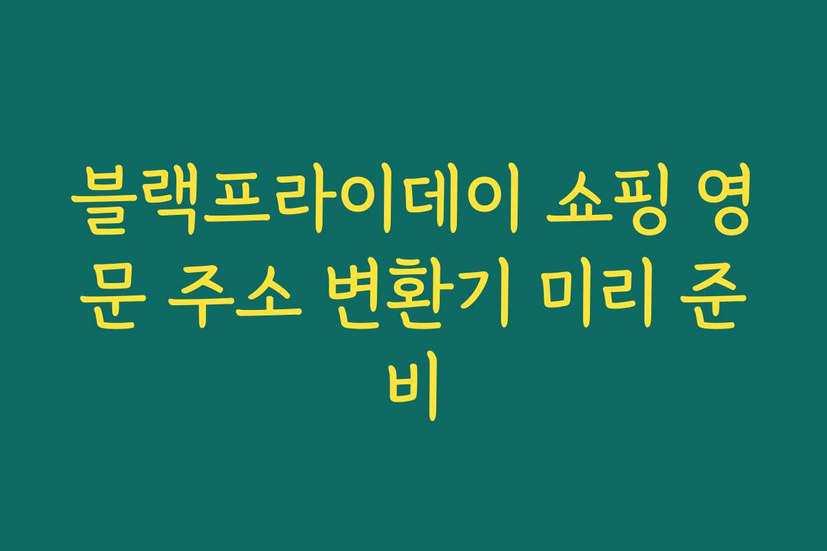 블랙프라이데이 쇼핑 영문 주소 변환기 미리 준비