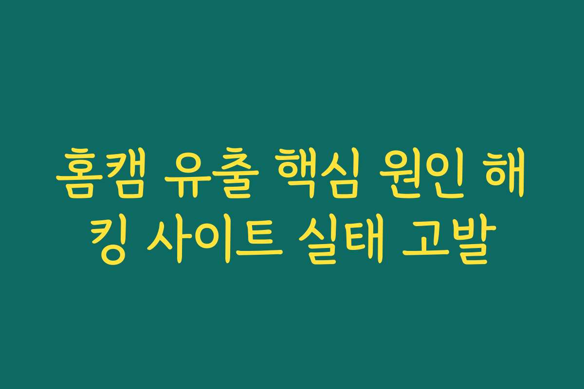 홈캠 유출 핵심 원인 해킹 사이트 실태 고발