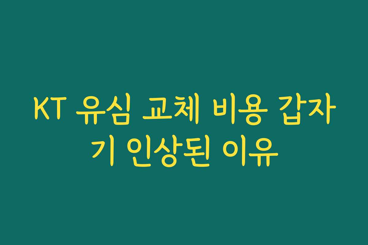 KT 유심 교체 비용 갑자기 인상된 이유