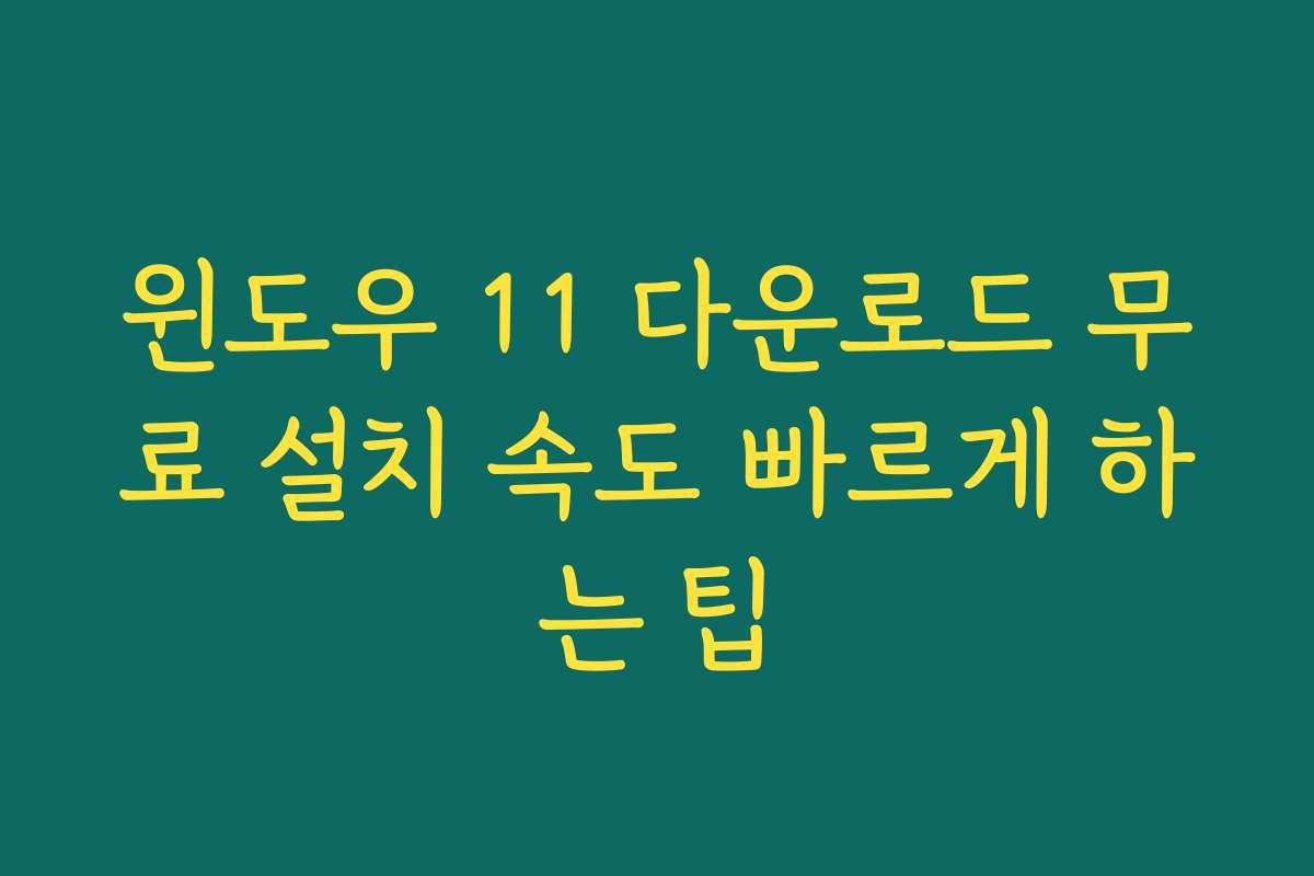 윈도우 11 다운로드 무료 설치 속도 빠르게 하는 팁
