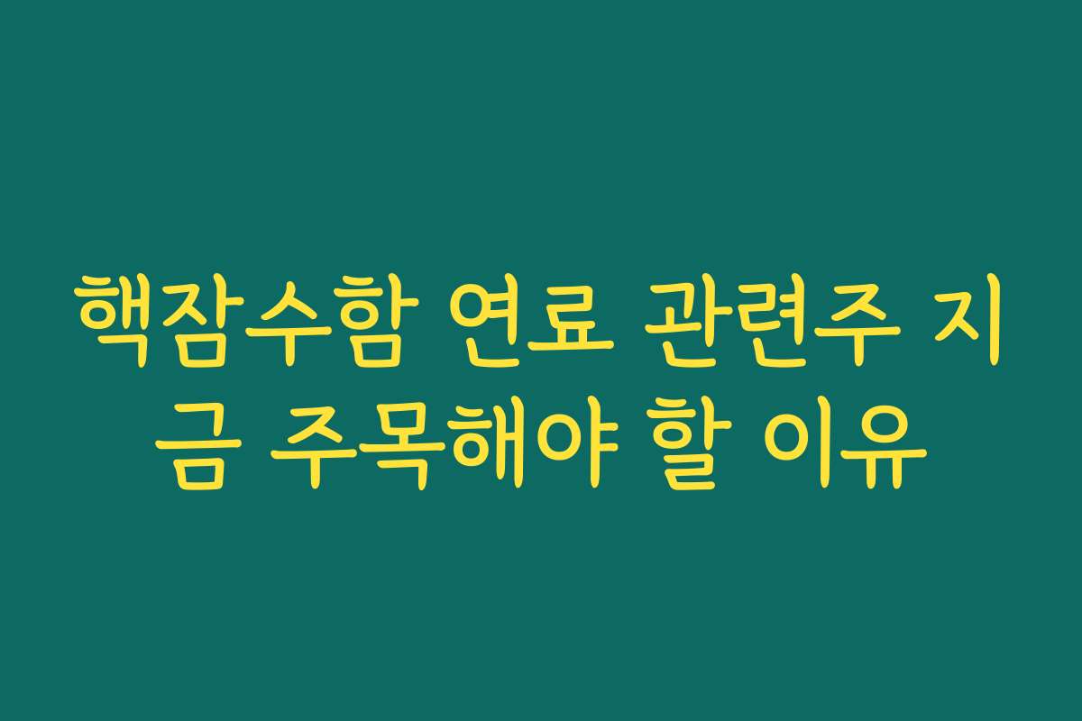 핵잠수함 연료 관련주 지금 주목해야 할 이유