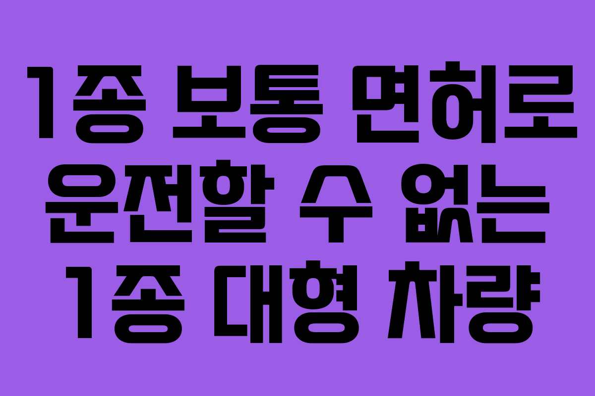 1종 보통 면허로 운전할 수 없는 1종 대형 차량