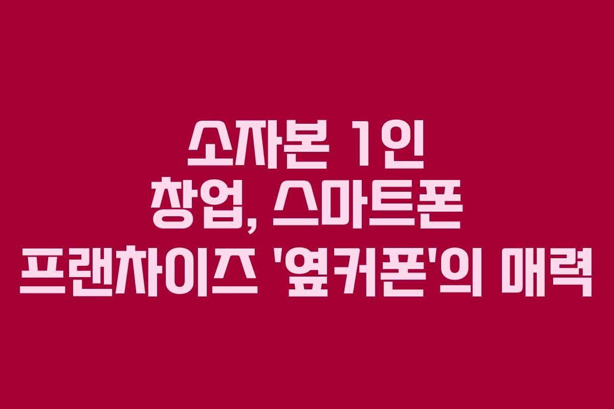 소자본 1인 창업, 스마트폰 프랜차이즈 ‘옆커폰’의 매력