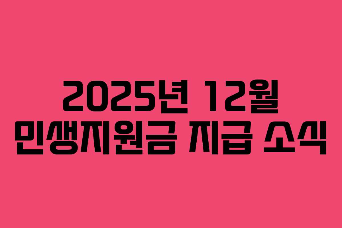 2025년 12월 민생지원금 지급 소식