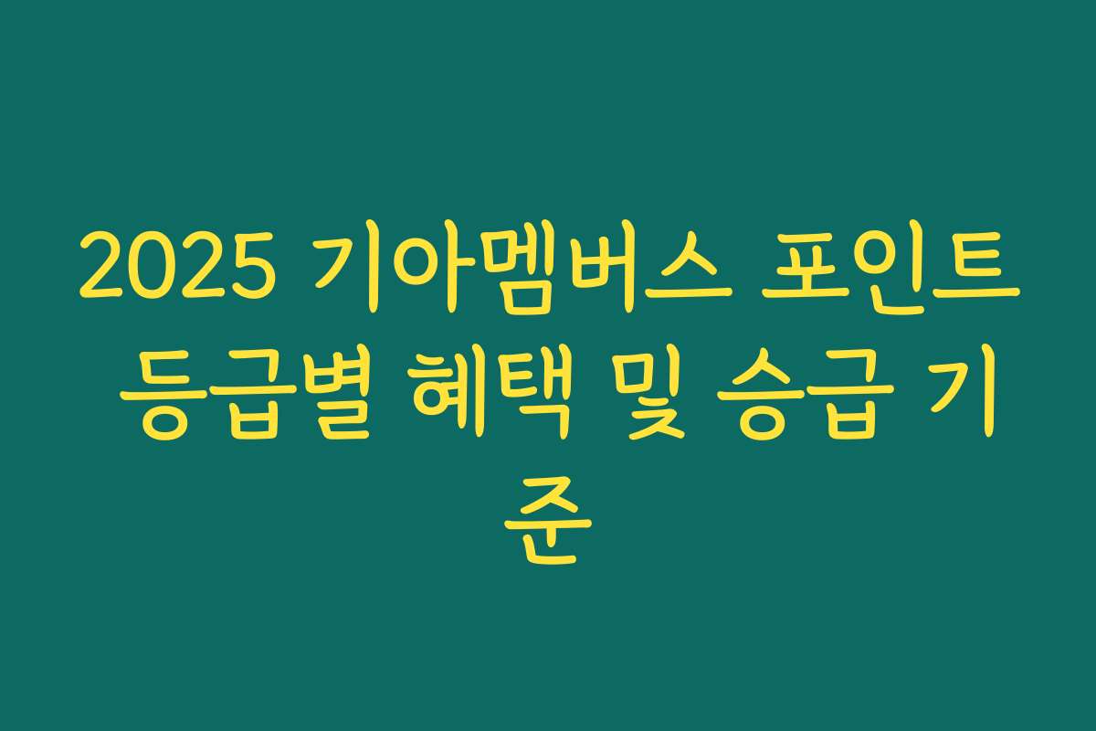 2025 기아멤버스 포인트 등급별 혜택 및 승급 기준
