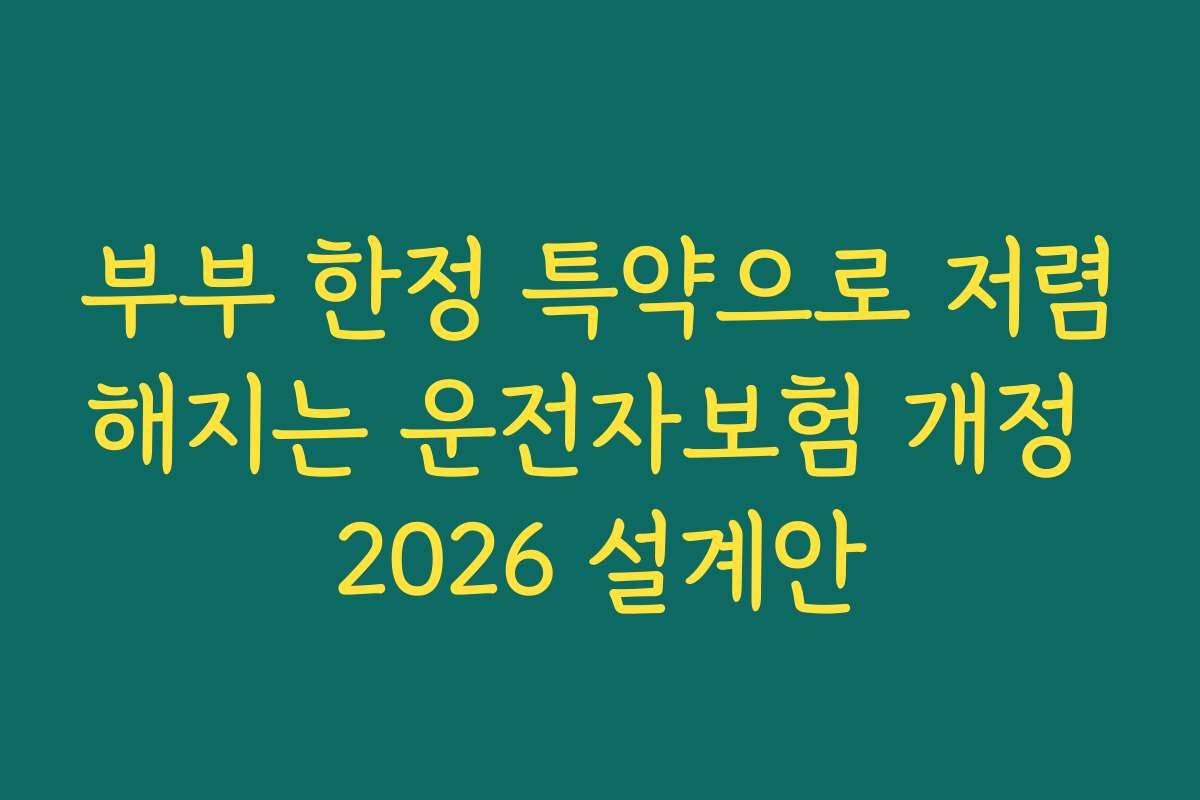 부부 한정 특약으로 저렴해지는 운전자보험 개정 2026 설계안