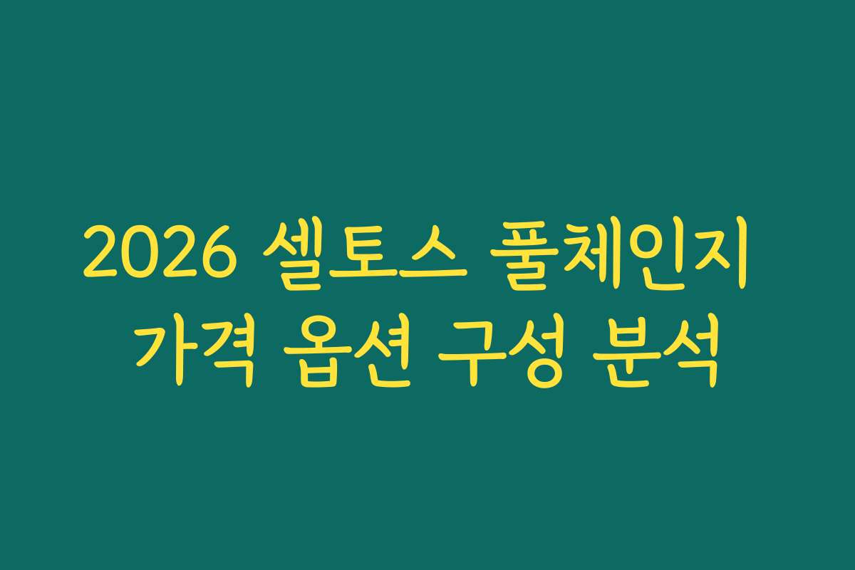 2026 셀토스 풀체인지 가격 옵션 구성 분석