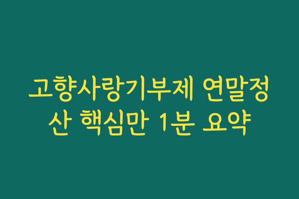 고향사랑기부제 연말정산 핵심만 1분 요약