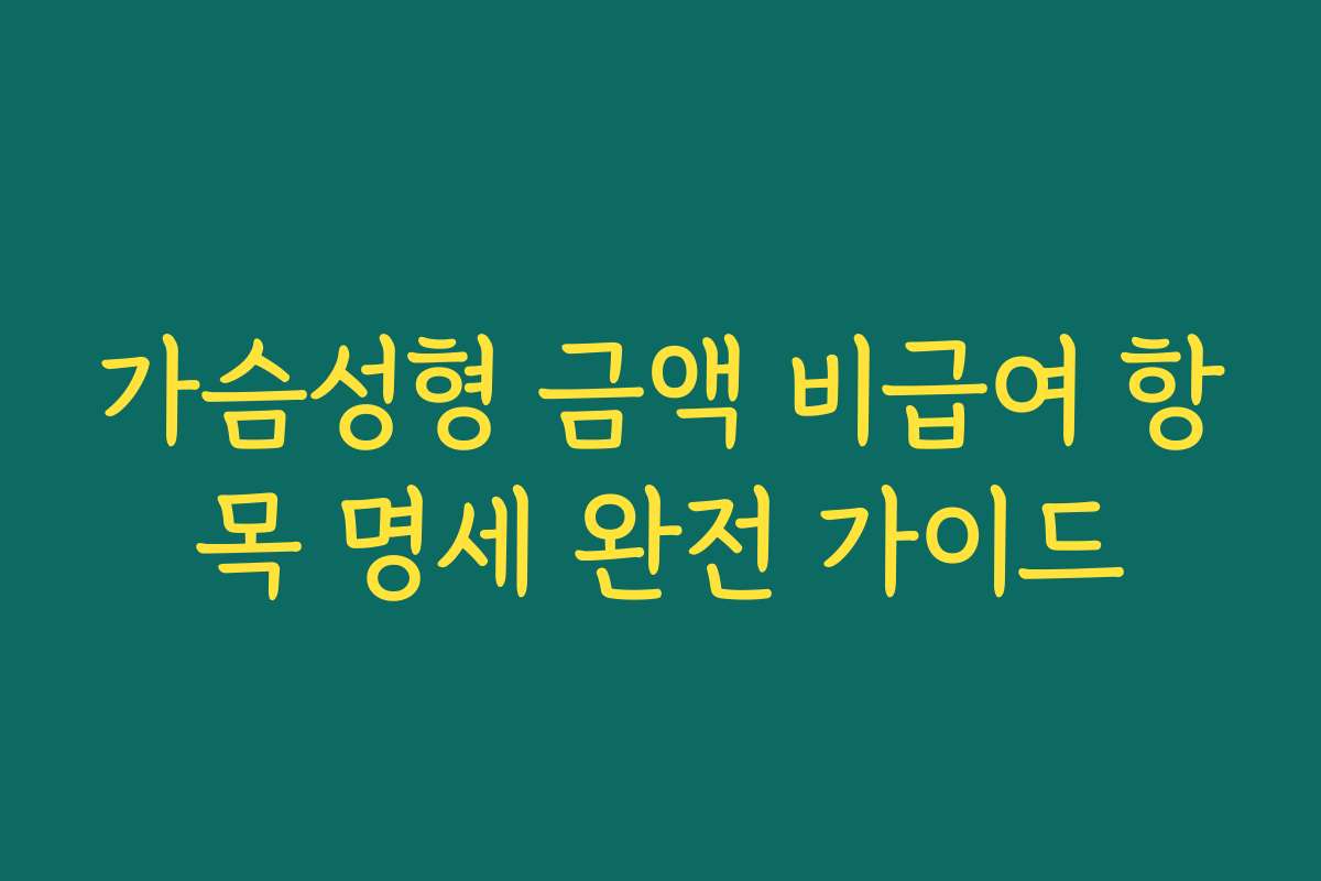 가슴성형 금액 비급여 항목 명세 완전 가이드