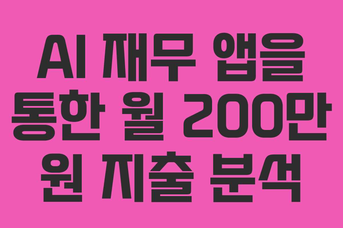 AI 재무 앱을 통한 월 200만 원 지출 분석