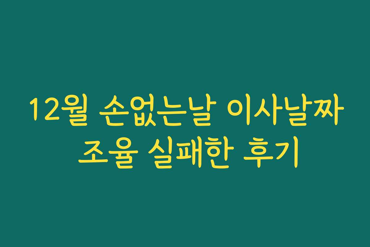 12월 손없는날 이사날짜 조율 실패한 후기