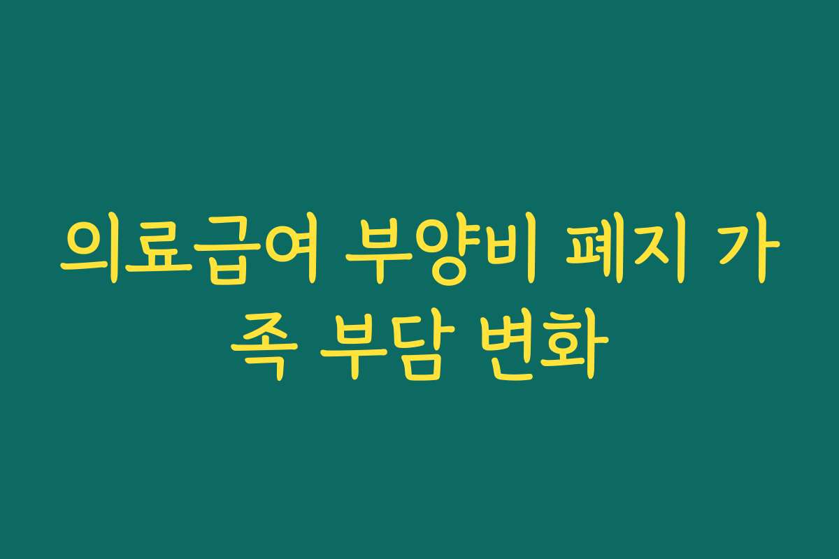 의료급여 부양비 폐지 가족 부담 변화