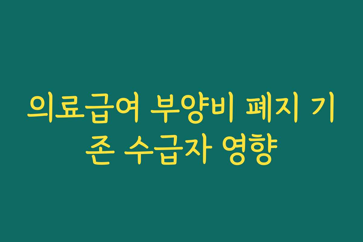 의료급여 부양비 폐지 기존 수급자 영향