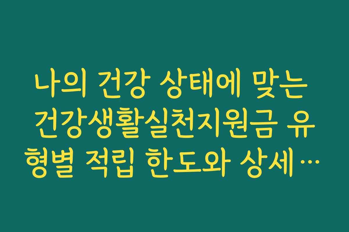 나의 건강 상태에 맞는 건강생활실천지원금 유형별 적립 한도와 상세 기준
