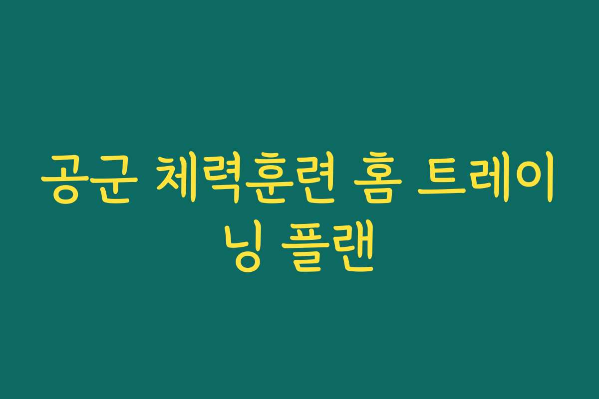공군 체력훈련 홈 트레이닝 플랜